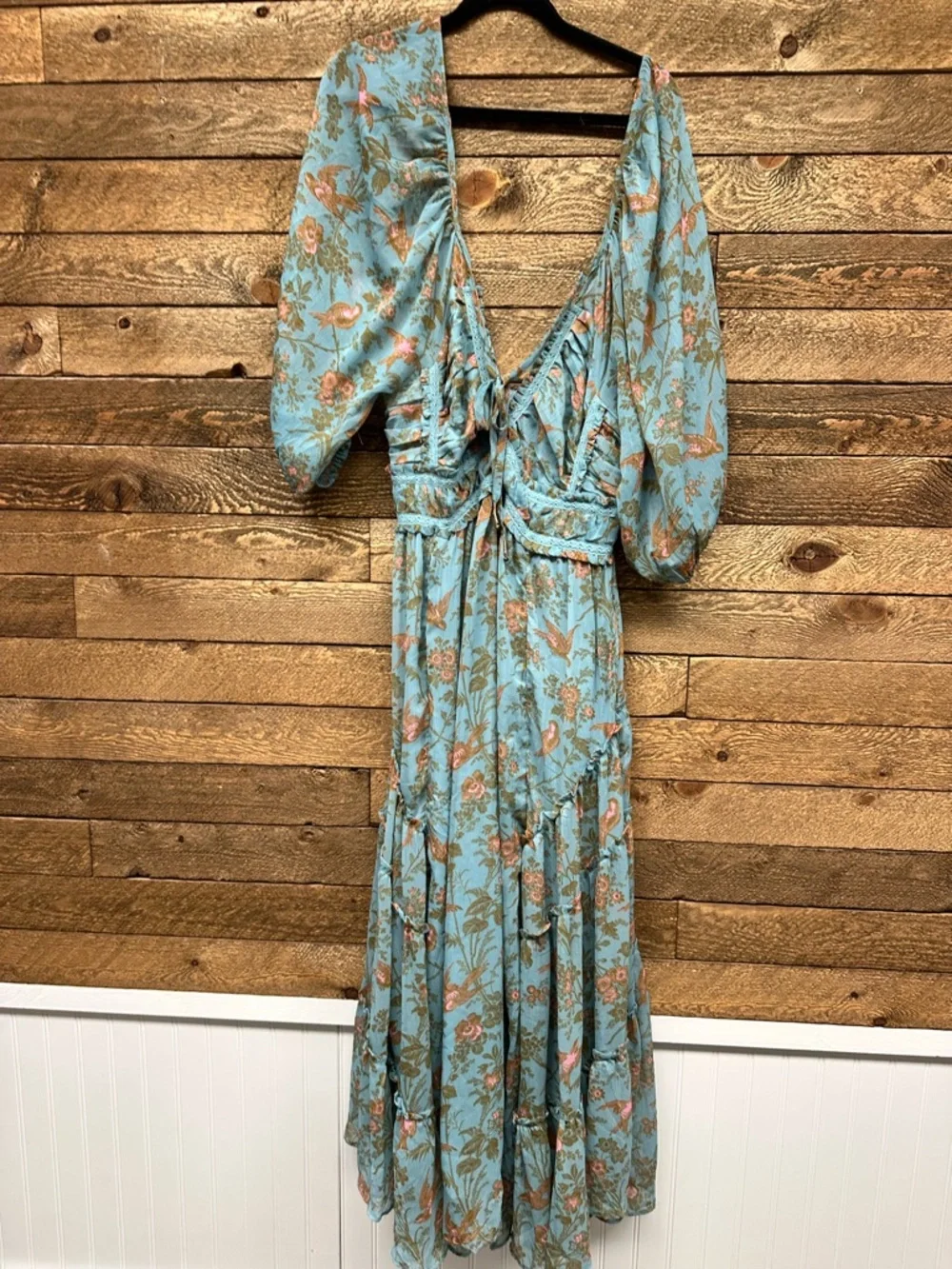 Free People Teal Floral Tiered Maxi Dress - Picture 3 of 7